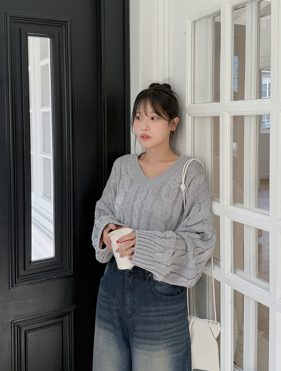 Tupien花形V領7分長度圖案