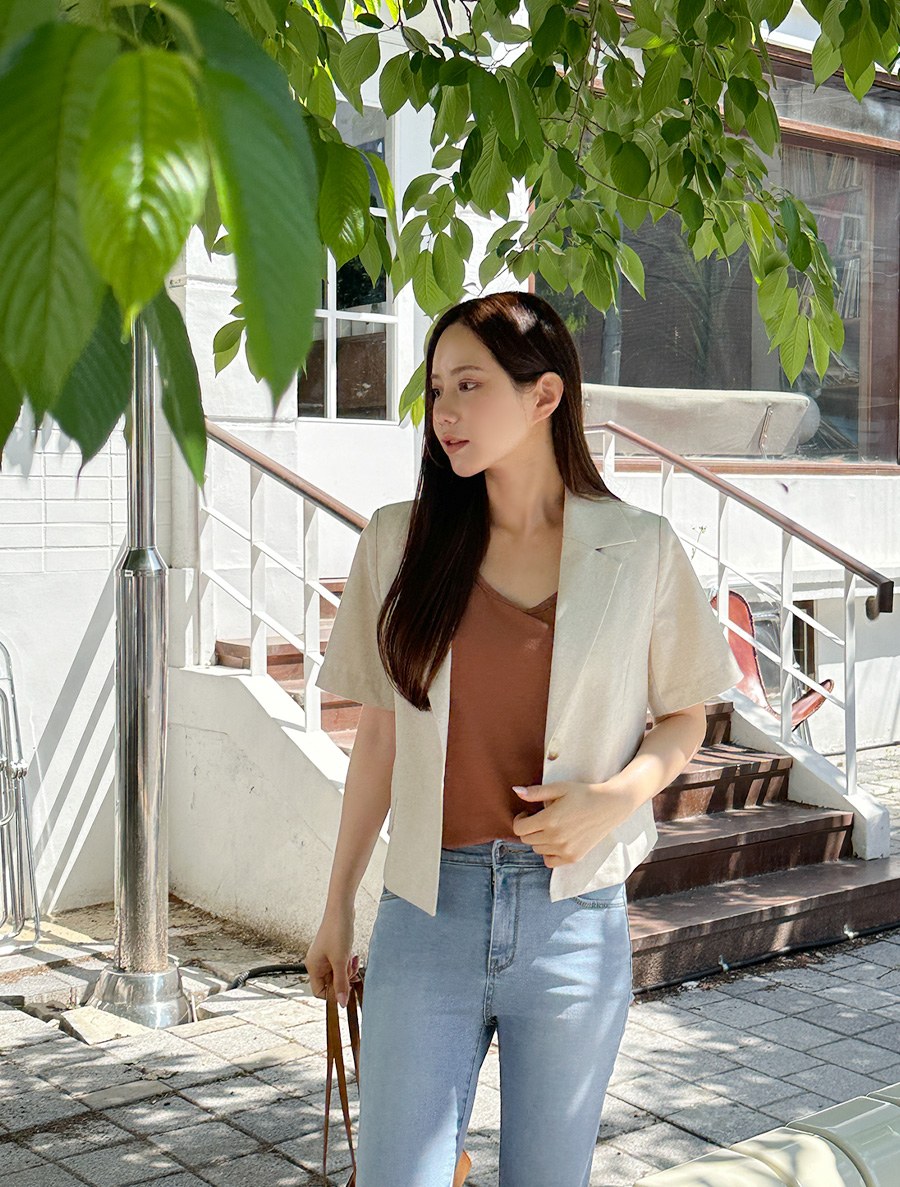 [EVELLET] Amelle 亞麻全身短袖夾克