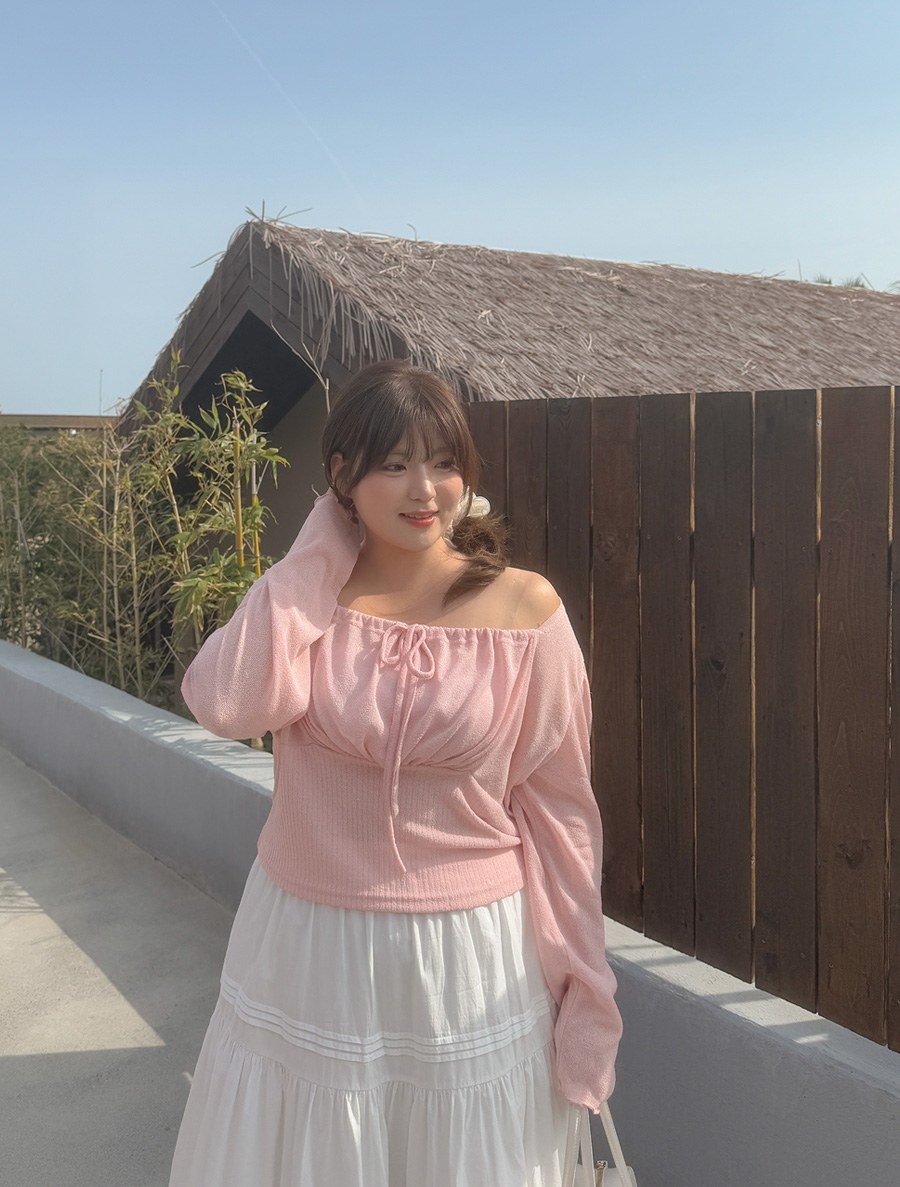 Mwonbi 方領褶皺針織 T 卹