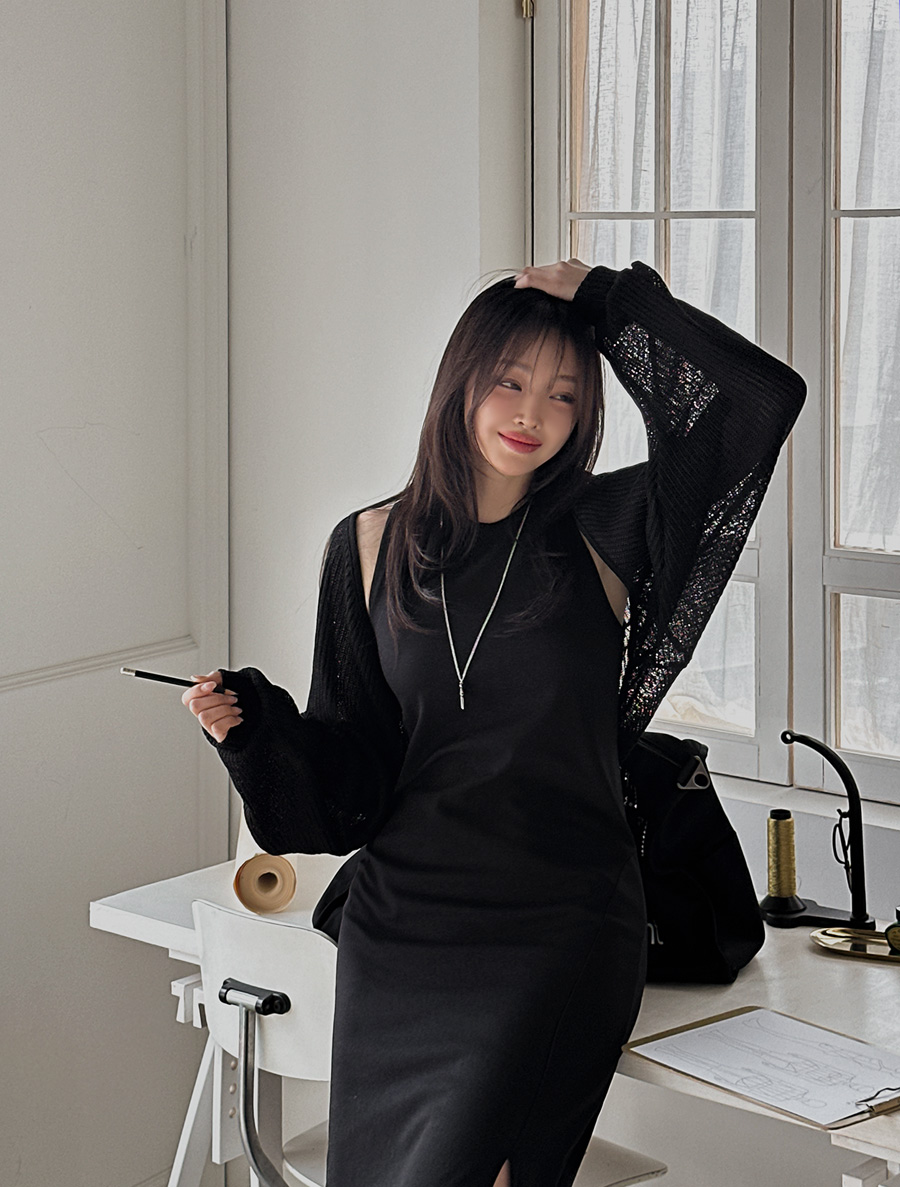 Blueha 無袖女款短上衣開衩