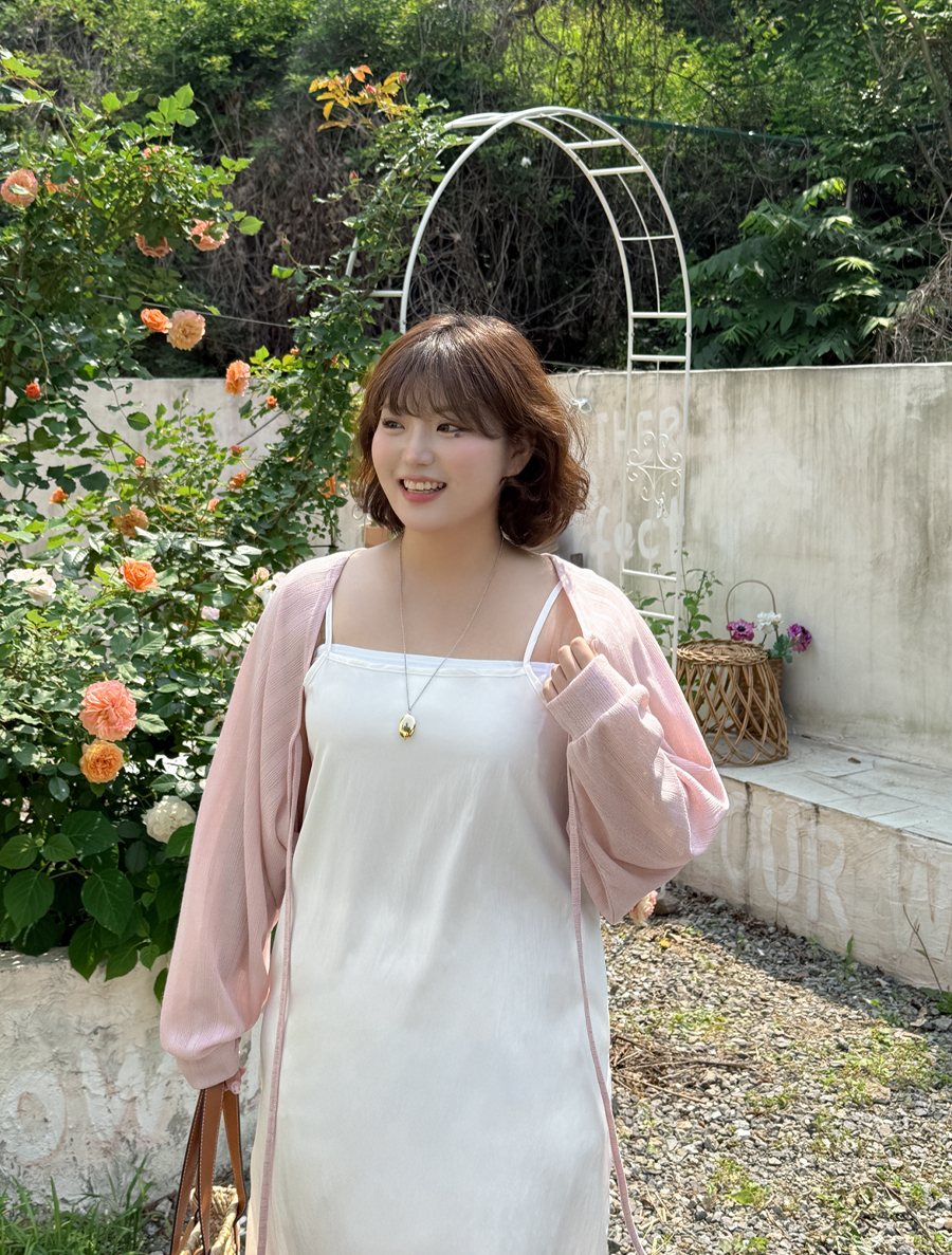 Sendview 羅紋透明蝴蝶結無扣女短上衣