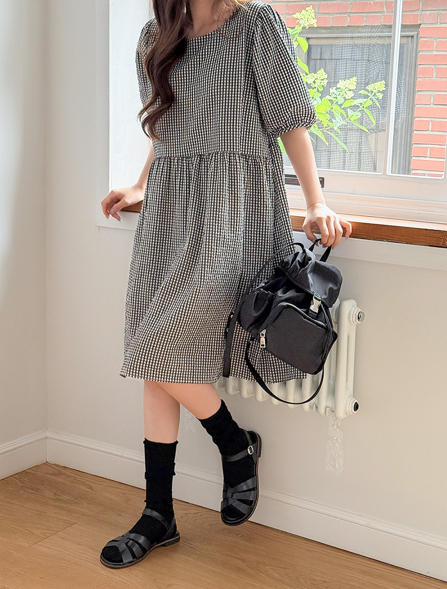 Farmers Embo 泡泡袖格紋西部服裝