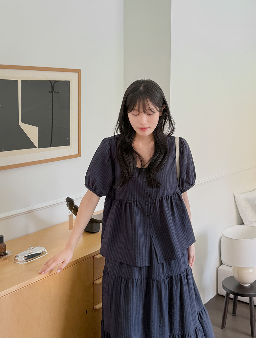 Enterk 去皺紋抽褶紐扣女式內衣