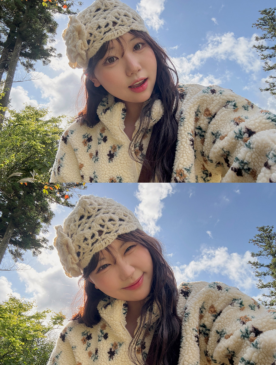 豆粒花紋的針織帽