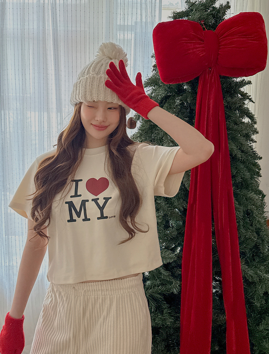 Moonliven 桃色拉絨印花 T 卹