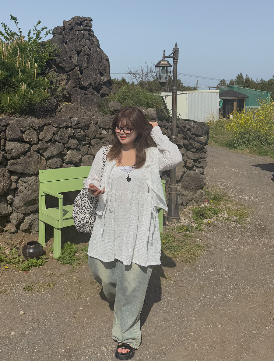 Moenview Embo 蝴蝶結開襟襯衫