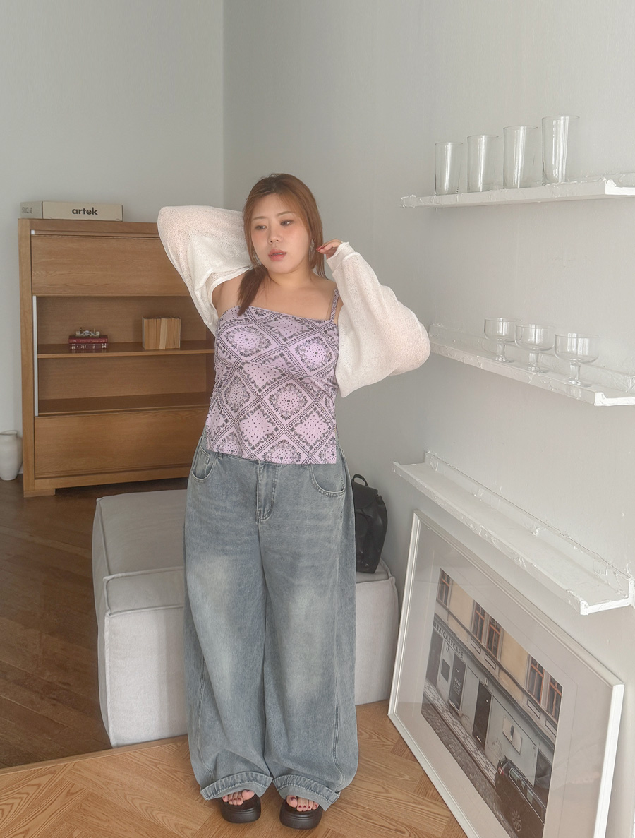 Damut 褶皺寬長牛仔褲