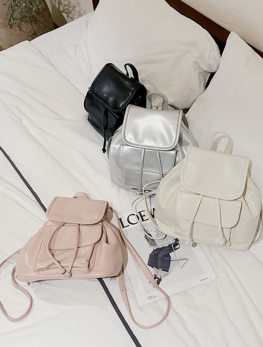 Tennyu 皮革口袋雙肩包/背包