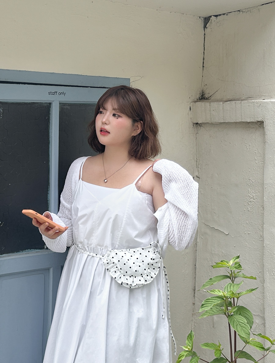 細圓點荷葉邊口袋腰帶