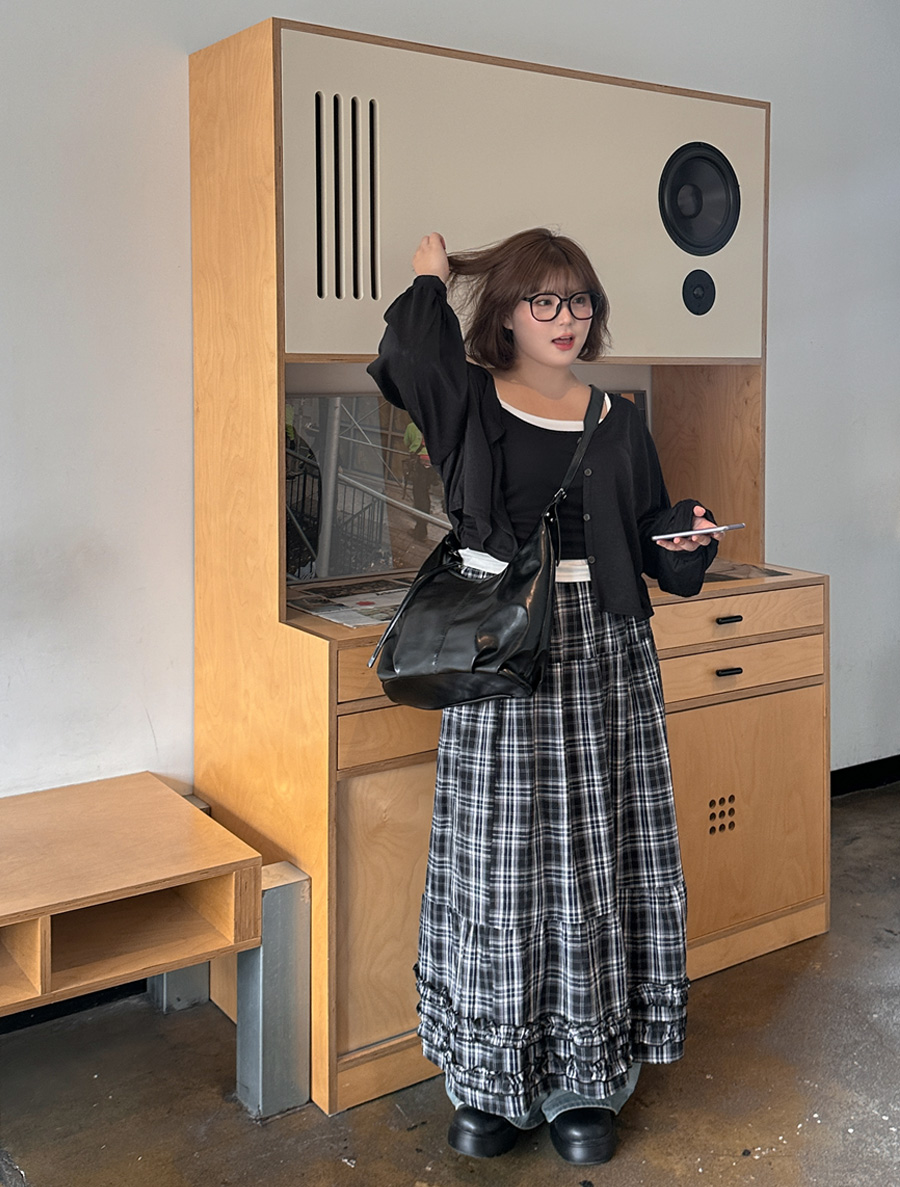 Tsuent 格紋康康長裙