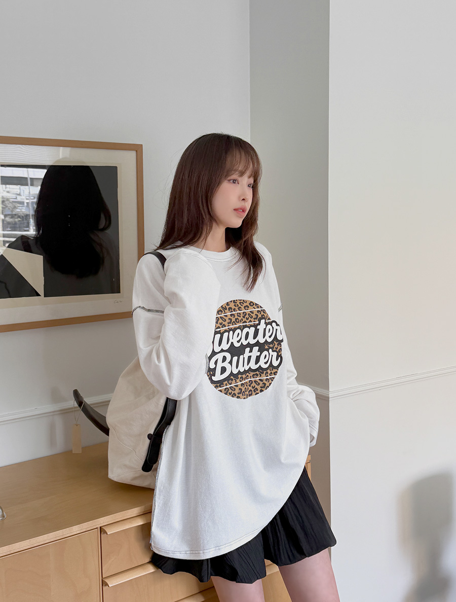 Sendar 縫紉印花長袖T卹