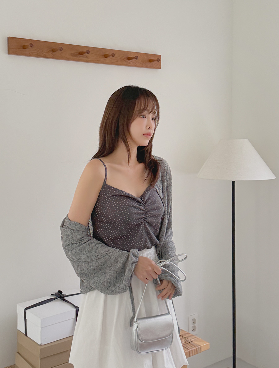 Perlia 抽褶印花吊帶