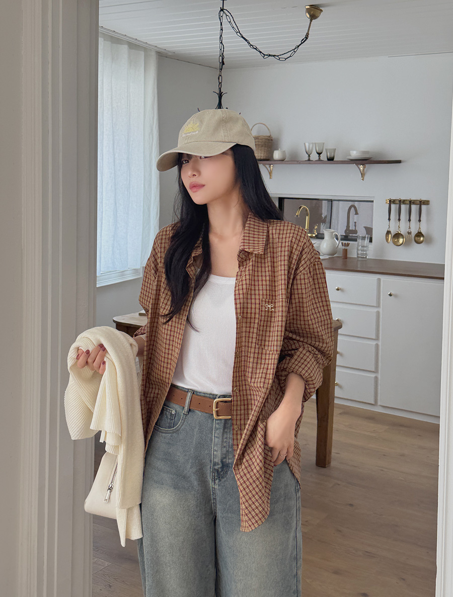 Zeroa 刺繡字母蝴蝶格紋大衣