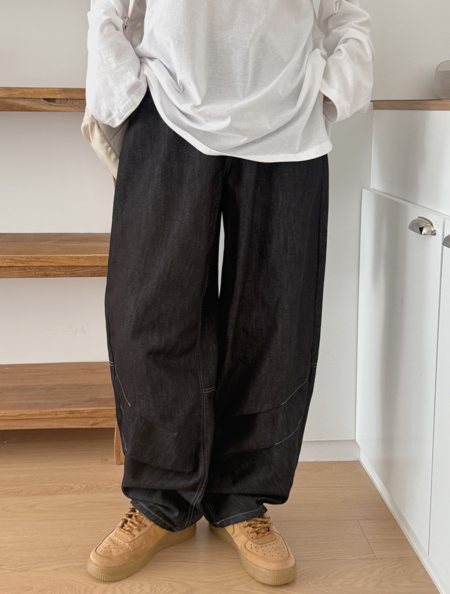 Atuhen 縫紉 Pongpong 裙子寬牛仔褲