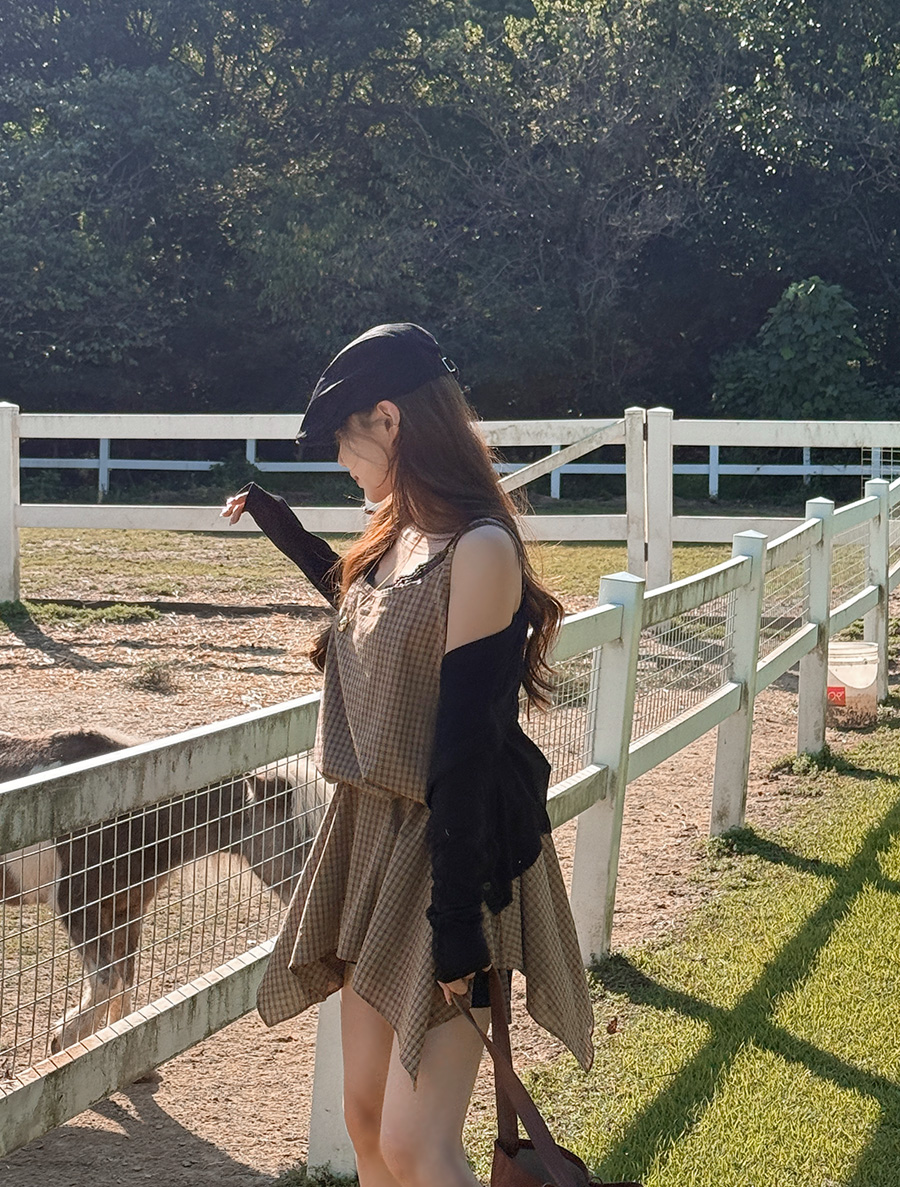 Tormu 格紋串褶緊身胸衣