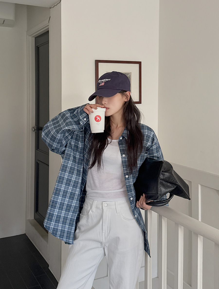 Bienju 格紋口袋大衣