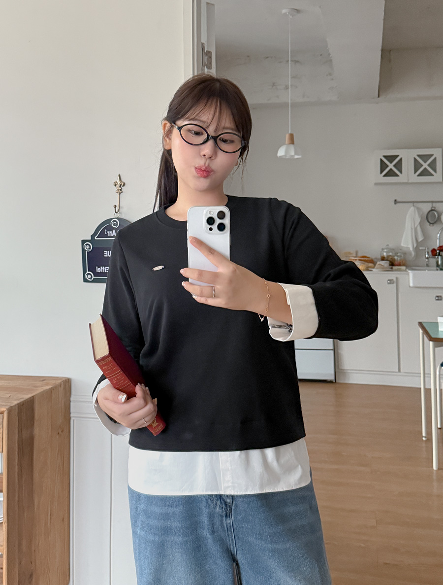 卵石拼色吊墜層疊T卹