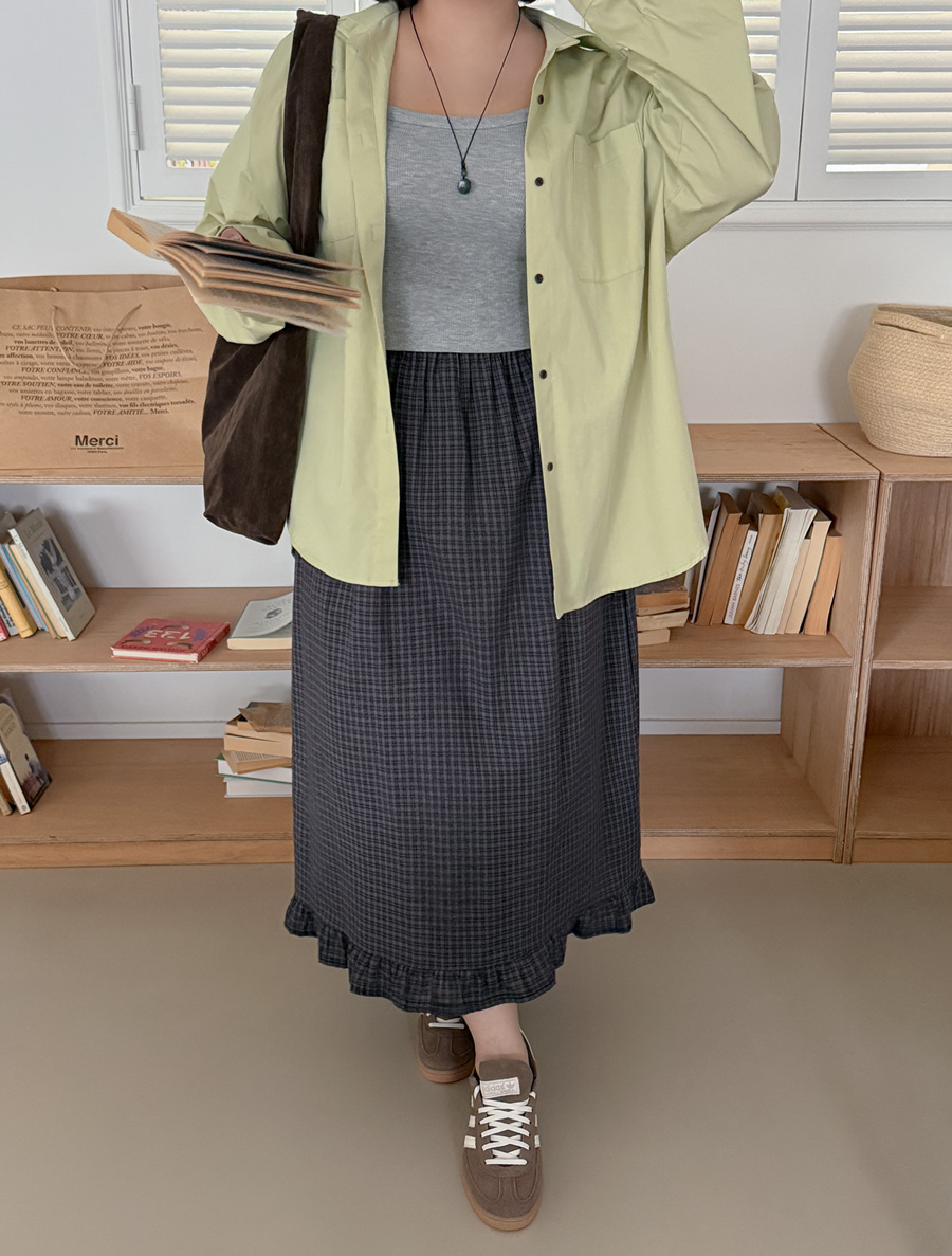 男士格紋荷葉邊長裙