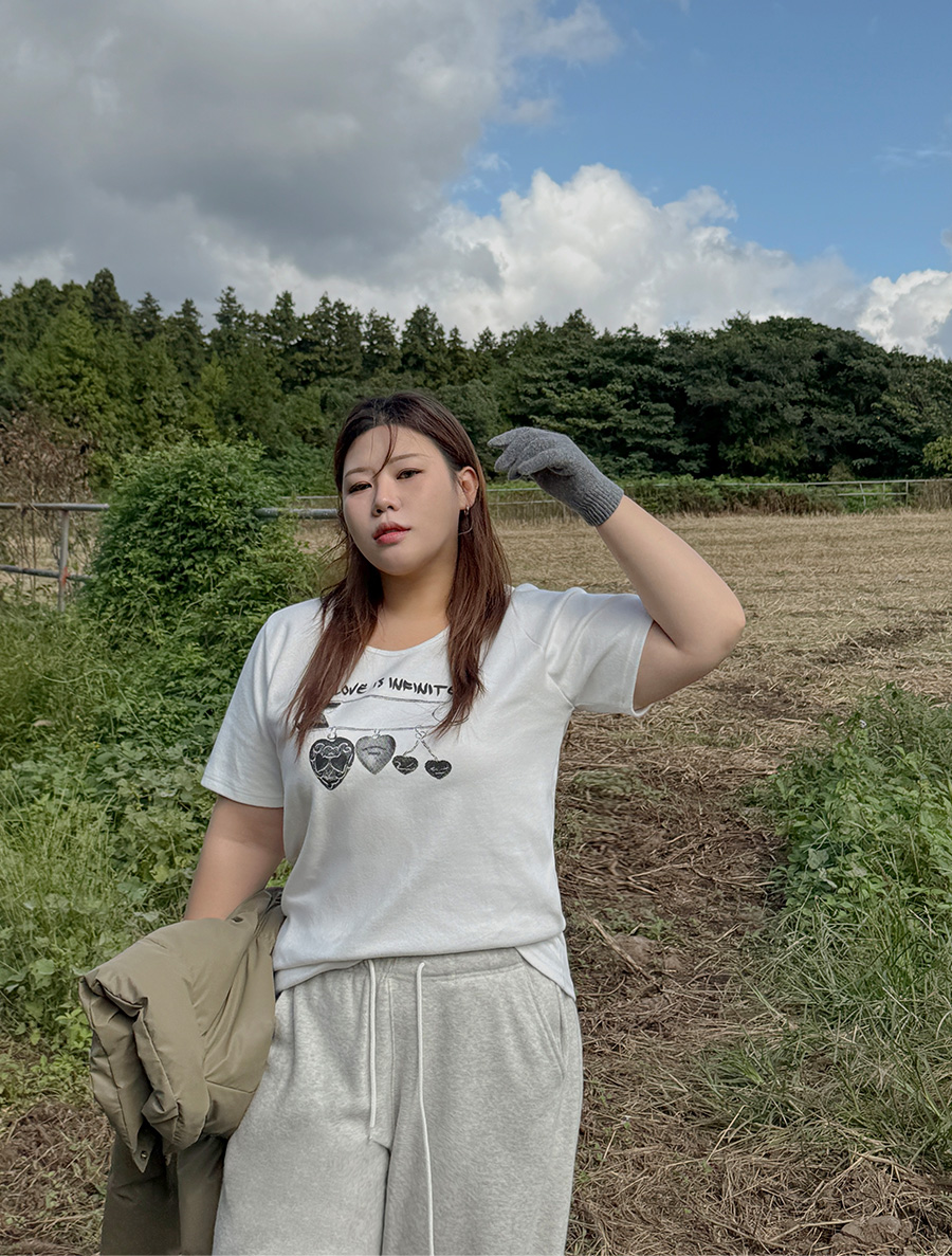 Toripyu 桃色羊毛印花T卹