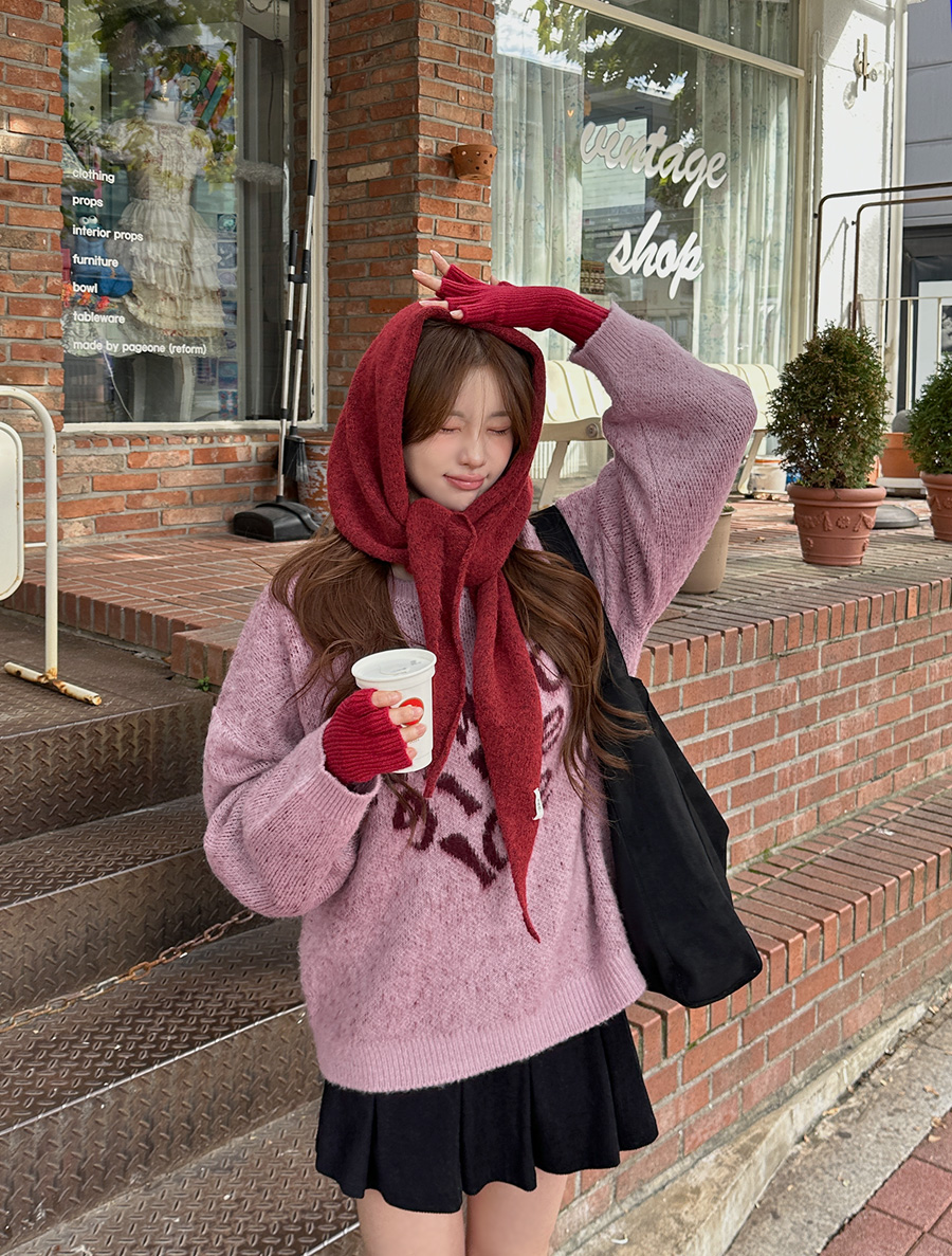 Burno 羊絨針織衫護髮巾