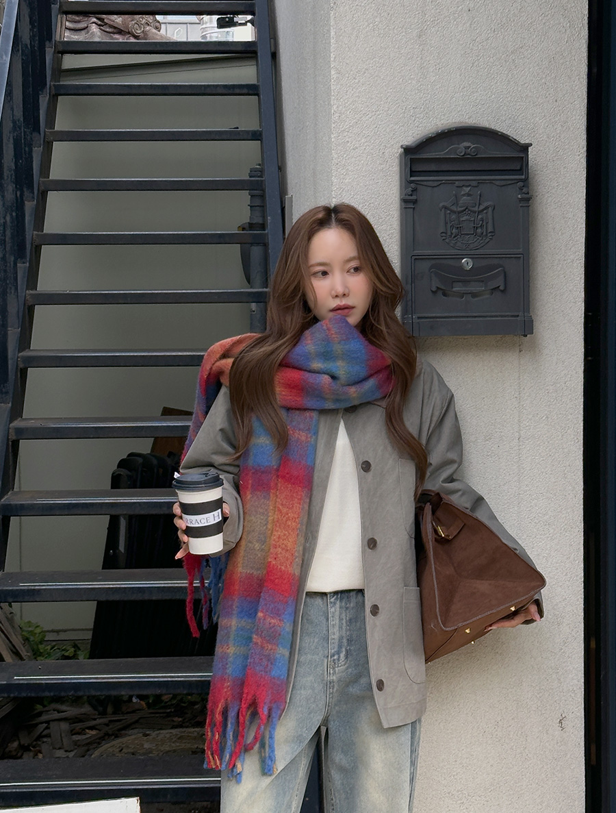 Tvenue 羊皮格子手帕