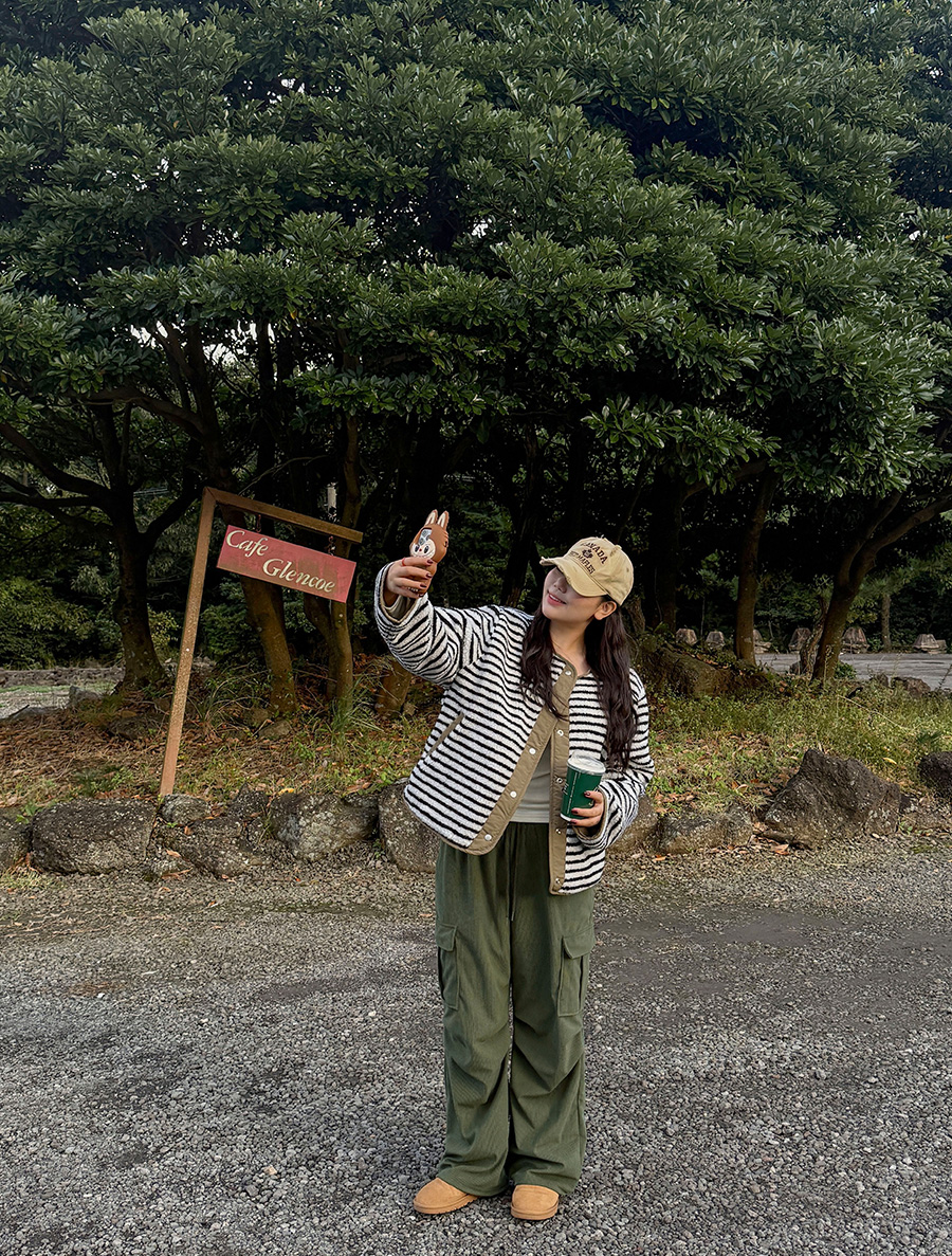 Bentmu 燈芯絨長袖腰帶褲