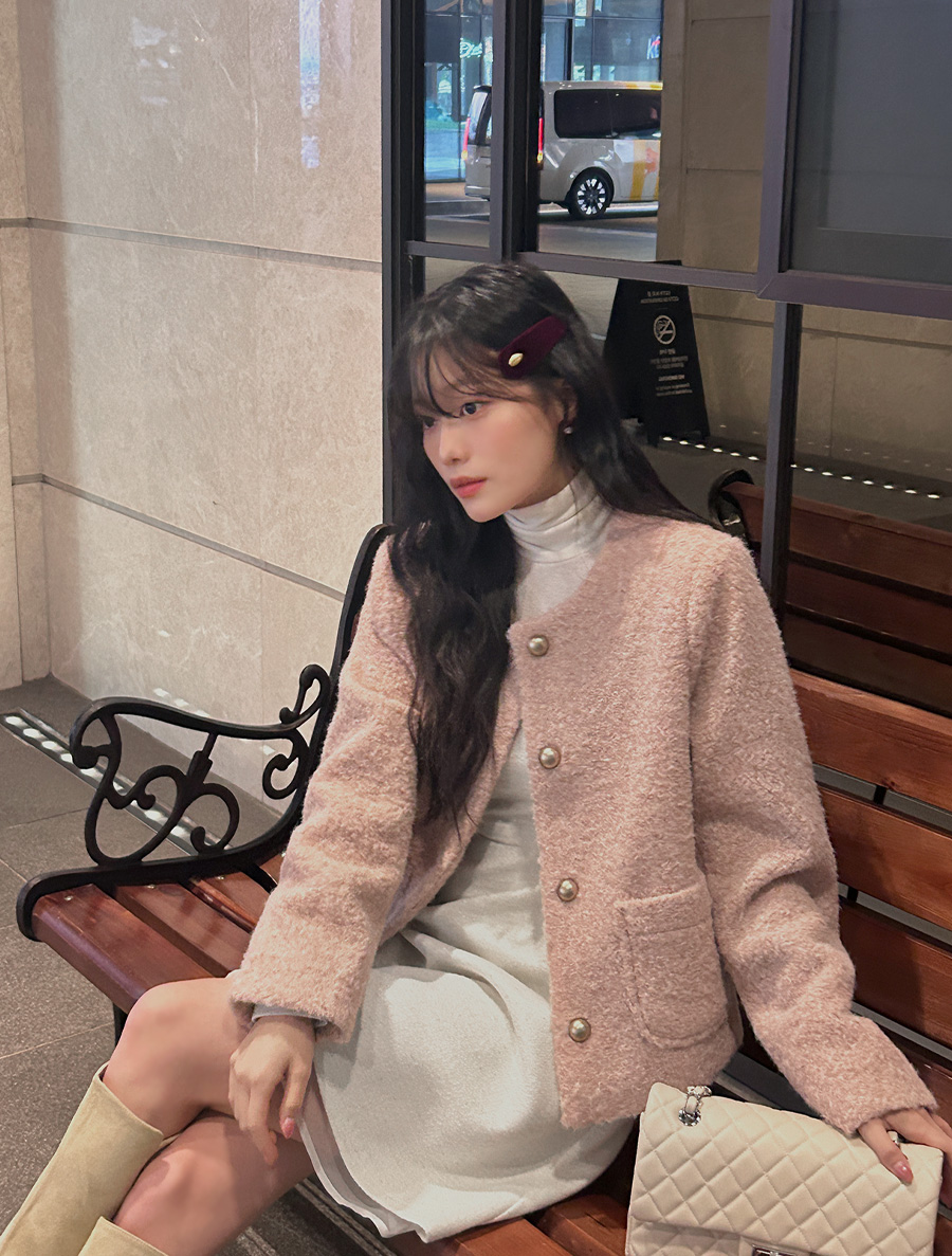 Belmudeen 圈圈圓領紐扣外套套裝