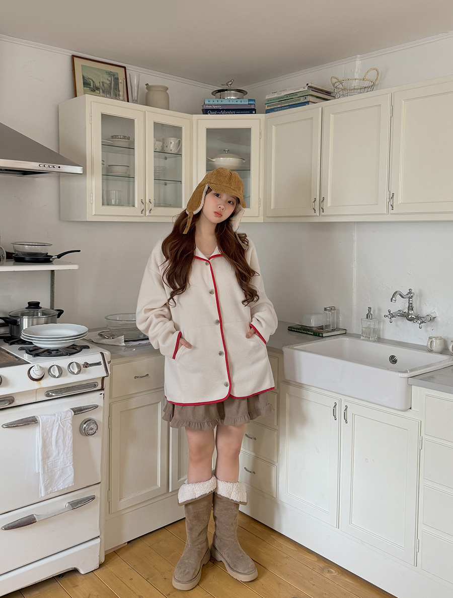 Aruen 羊毛撞色連結外套套裝