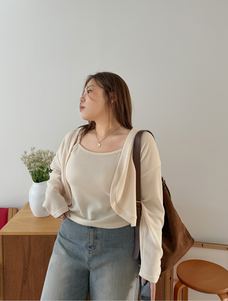 [EVELLET] 天鵝絨上衣開放式套裝