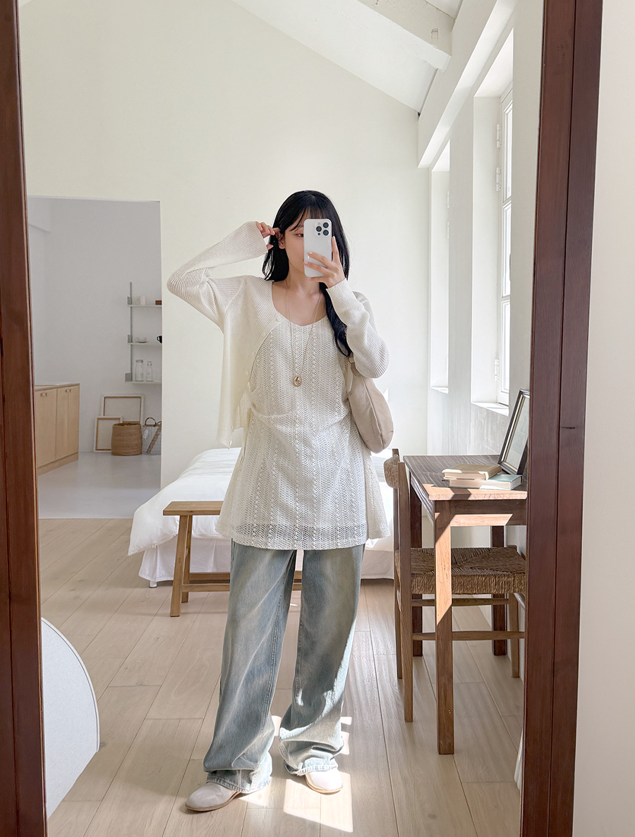 [EVELLET] Rutiben 蕾絲抽褶分層迷你連身衣