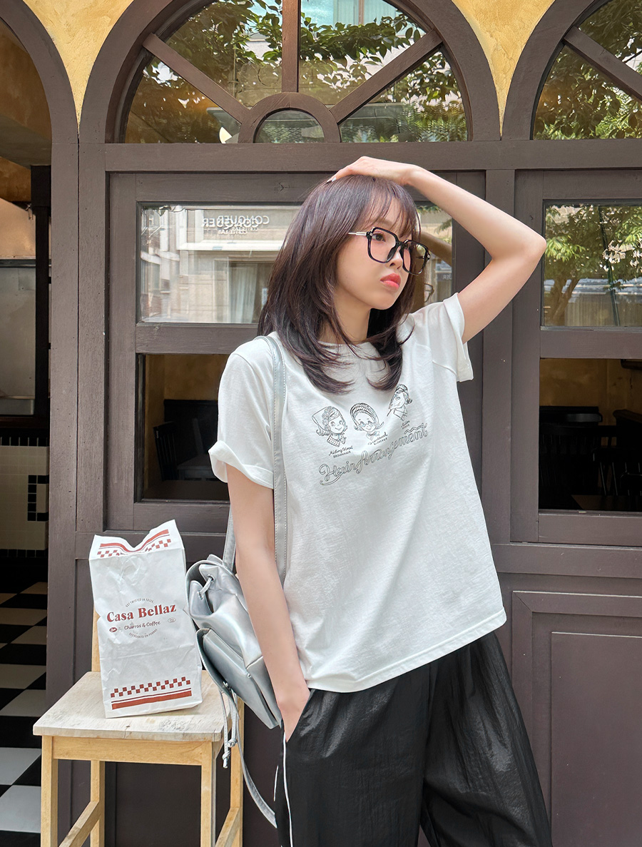 [EVELLET] 波紋彩色印花T卹