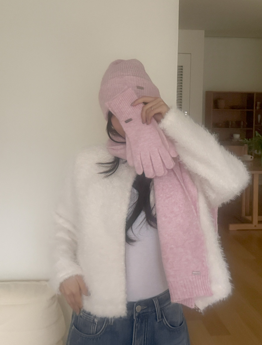 Kechien 羊皮帽、圍巾和手套三件套