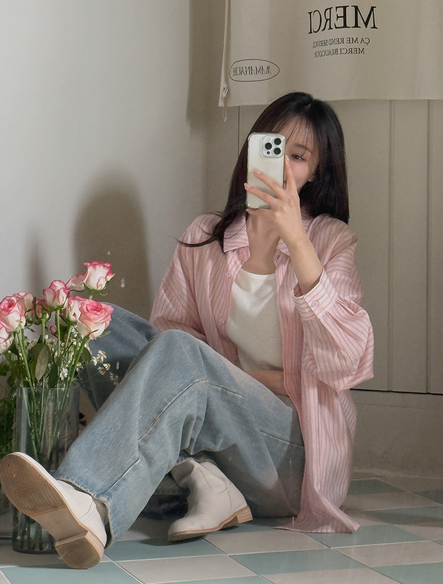 [EVELLET] Bonite 條紋寬版連帽大衣