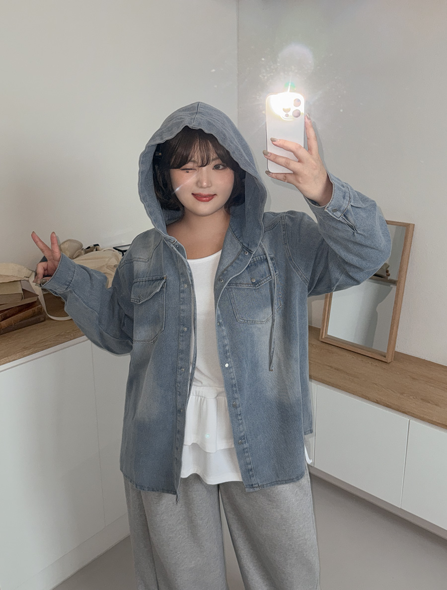 Enford 牛仔色 Unbalance 衛衣襯衫外套