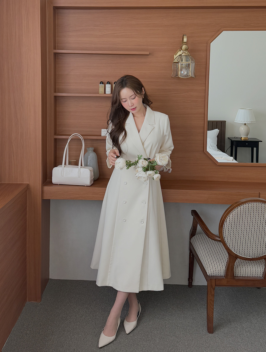 [EVELLET] Pneti 7分袖雙外套裝長連身裙