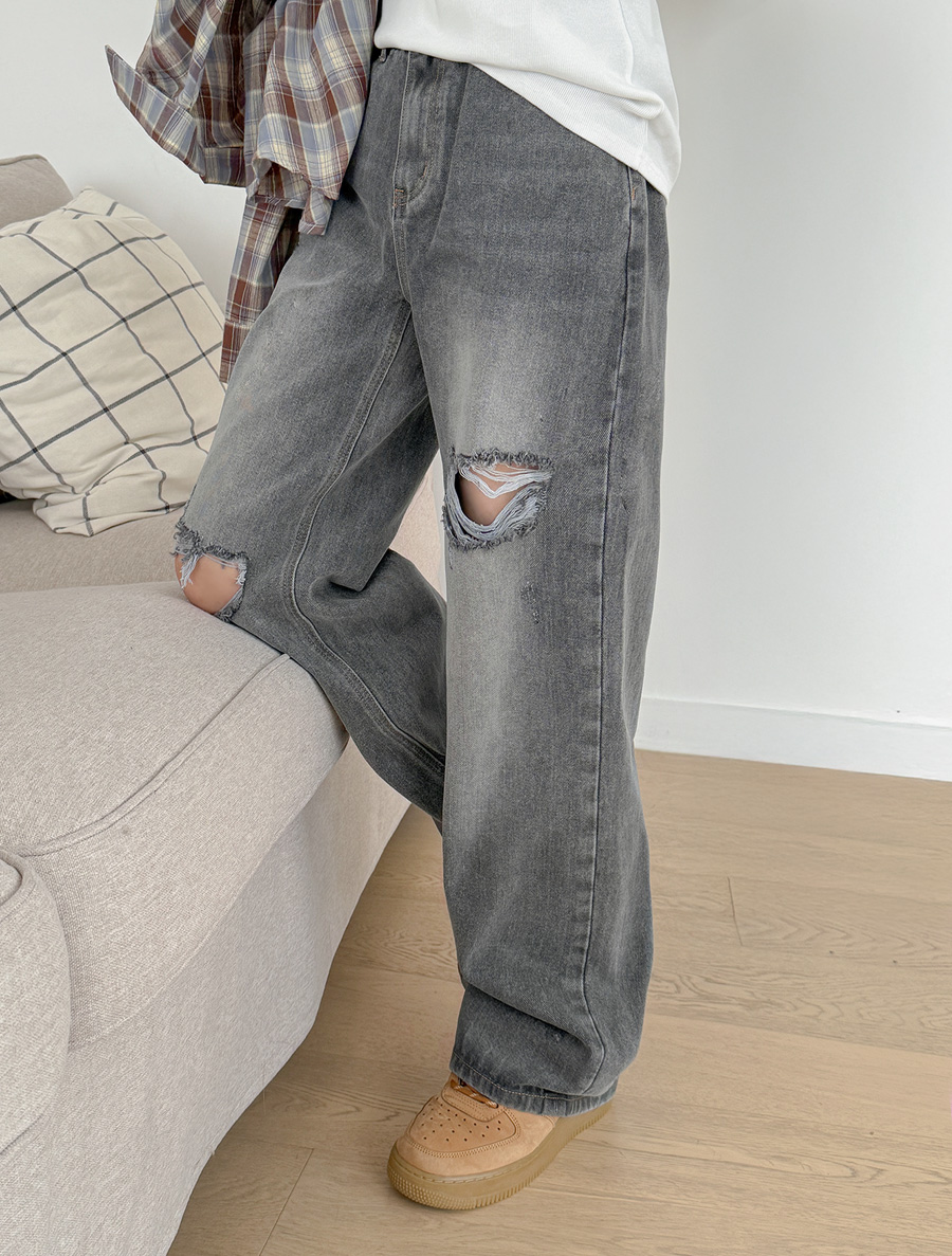 【日常褲】Wished 雙手把半寬牛仔褲