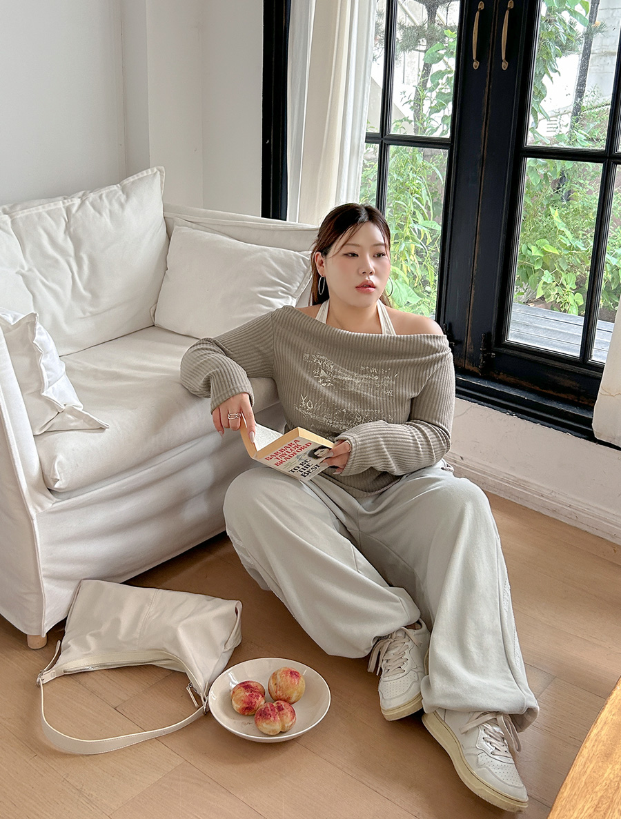 [EVELLET] Muhair 寬肩露背拼色印花褶皺T卹