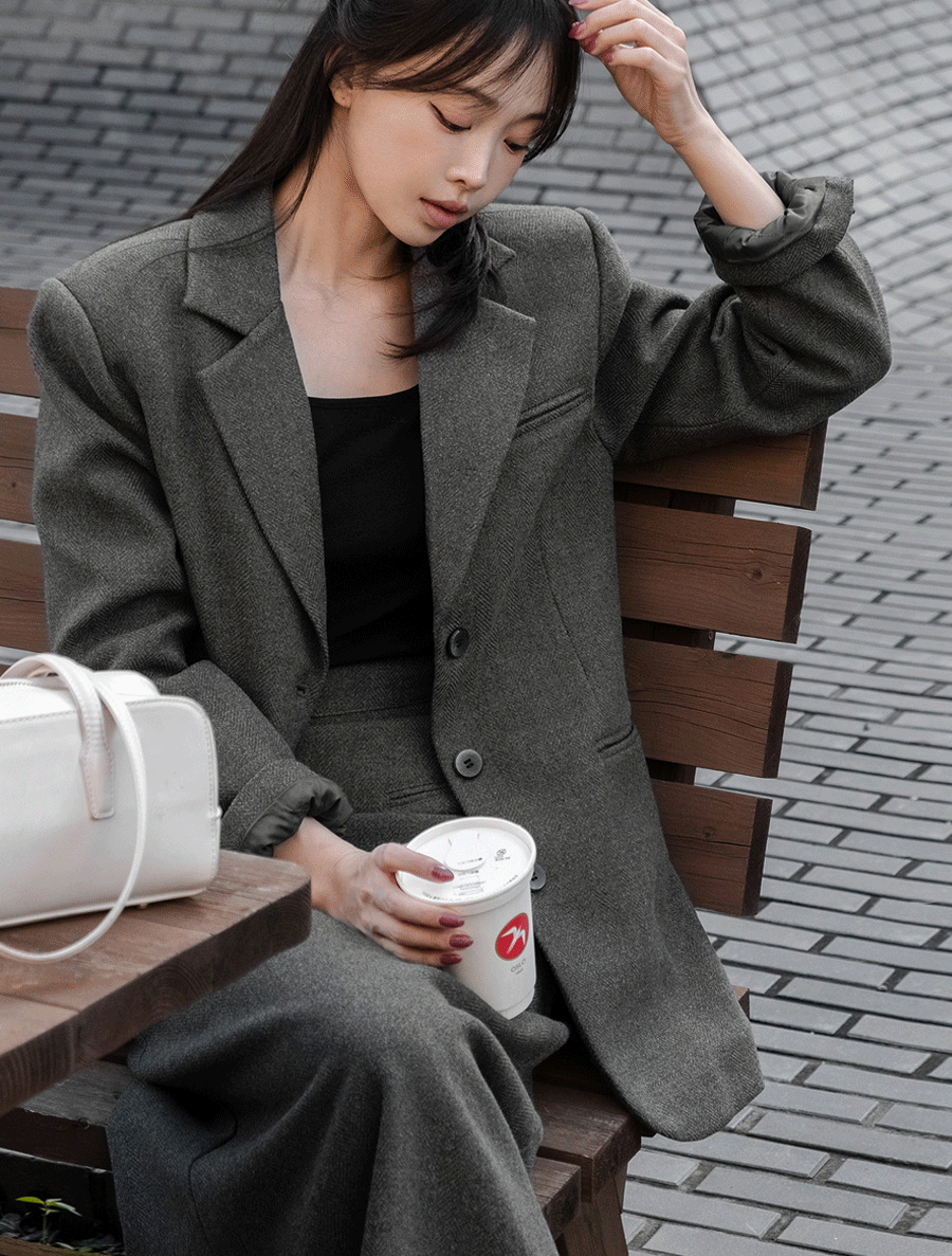 [EVELLET] Divenne 人字紋棉質單夾克