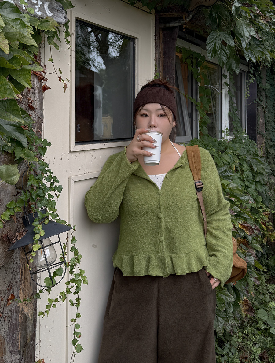 Fredda Terry 褶邊紐扣開