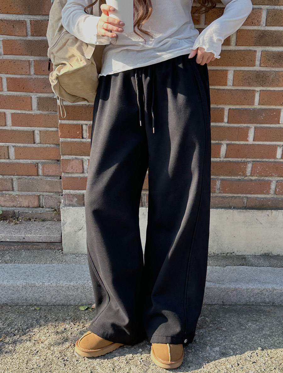 Enbit 訂製長度抓絨寬腰帶褲