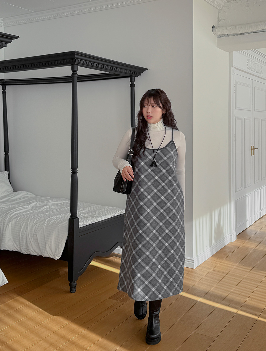 Poenen 桃色格紋抹胸長袖西式服裝