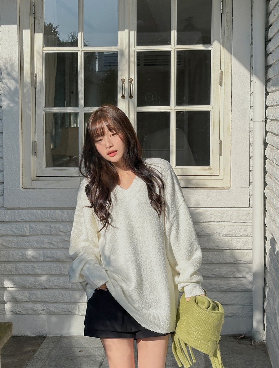 Amutsu 羊毛 V 領厚布料