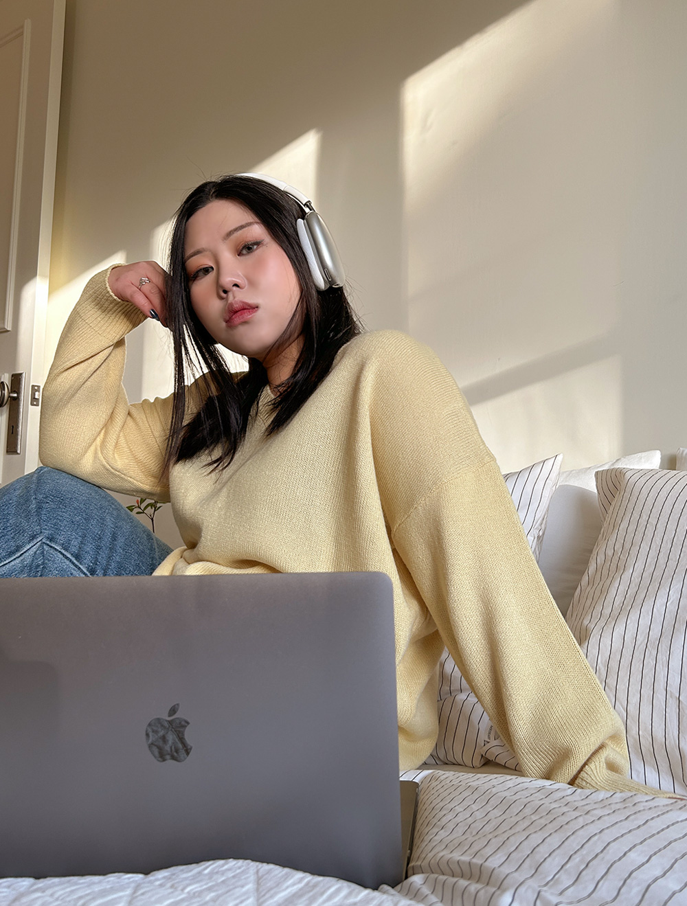 [EVELLET]Kendian V字母長線針織衫