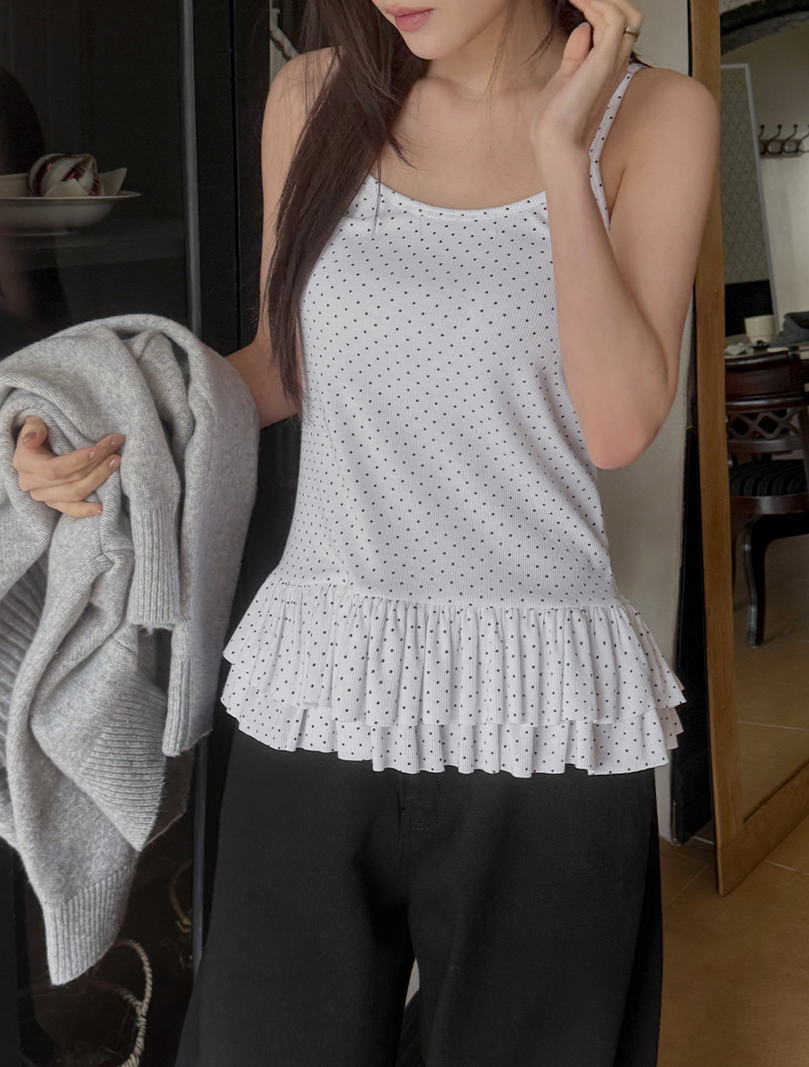 Deanmoa Golji 圓點 Cancan 褶邊吊襪帶