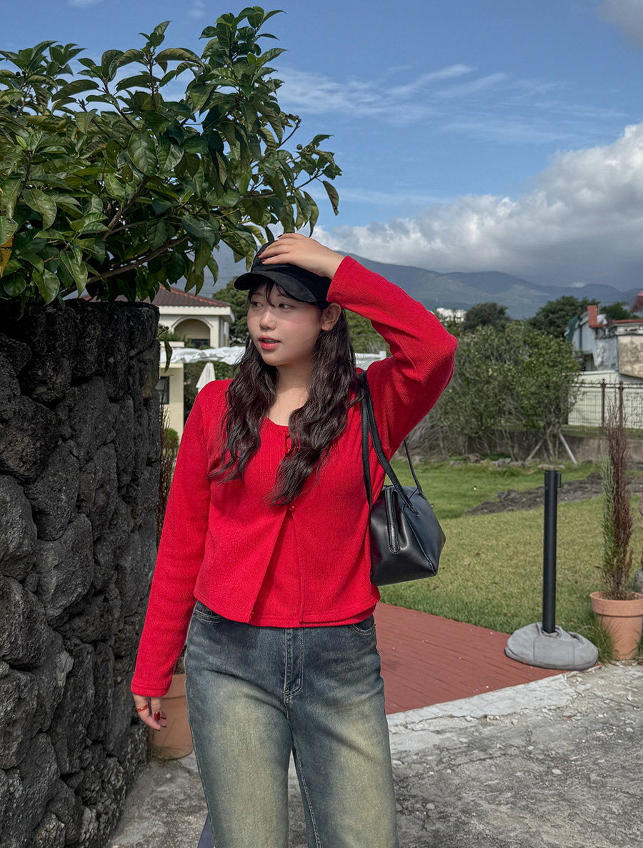 [EVELLET] 尖頭花上衣開襟套裝