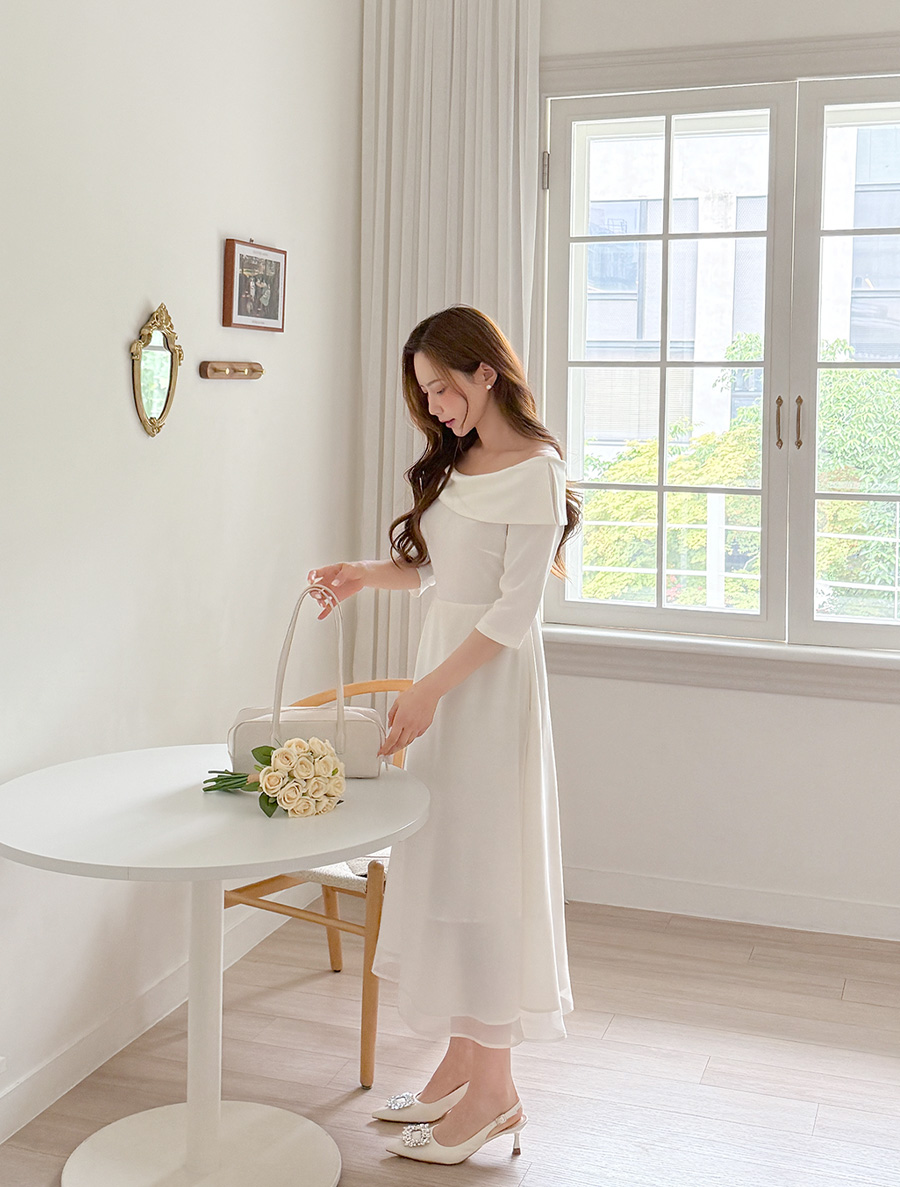 [EVELLET] Kemua 繩結歐根紗長裙