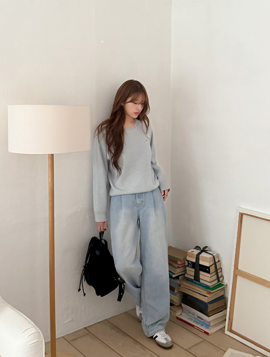 直筒牛仔褲（褶襉款）