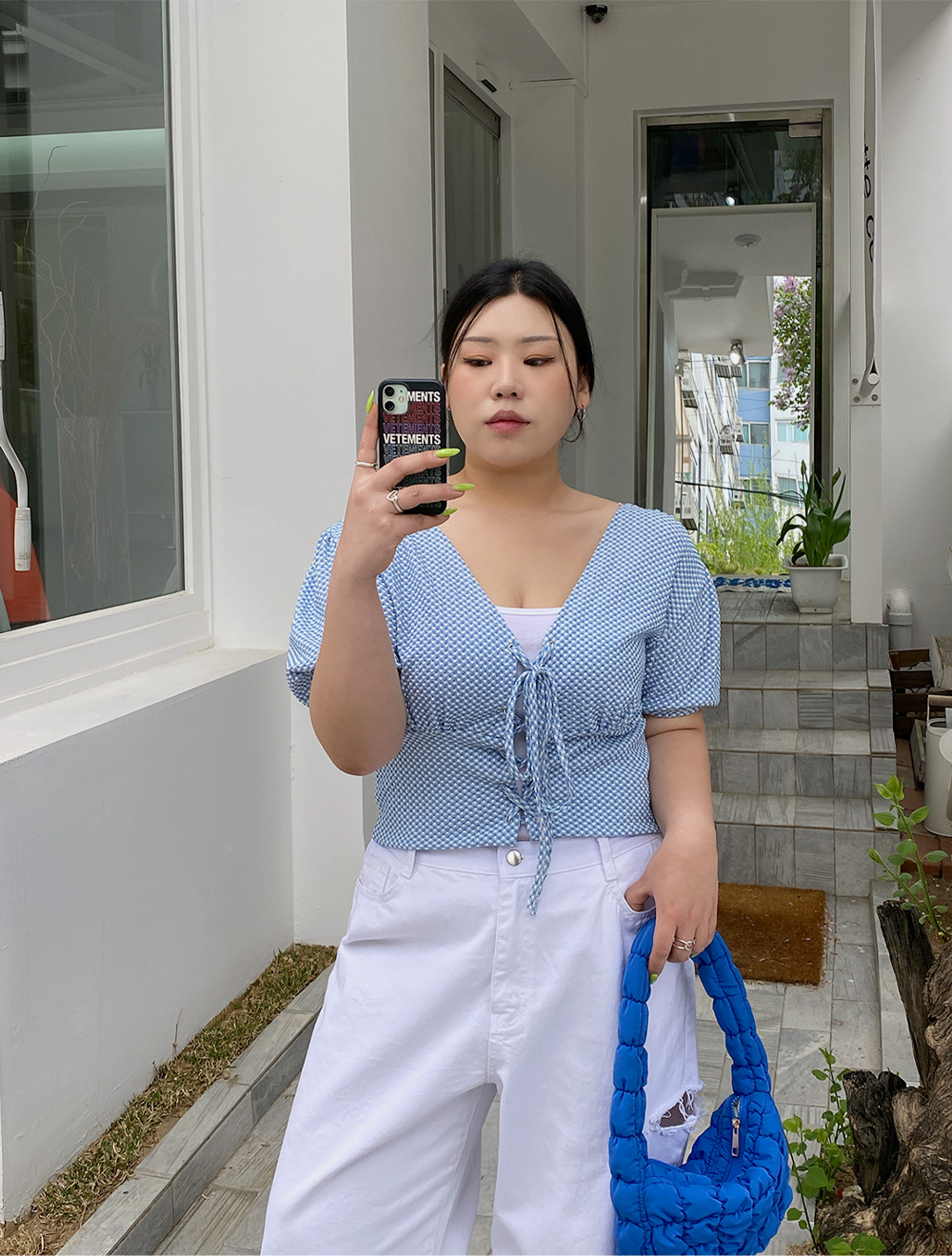 [EVELLET]Lucky You 格紋圓孔茶衫