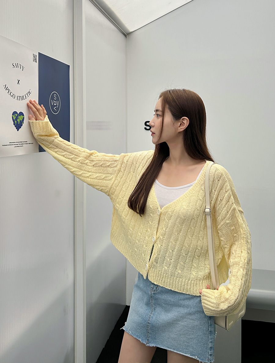 [EVELLET] Ringdells 花形7分鐘針織開襟衫