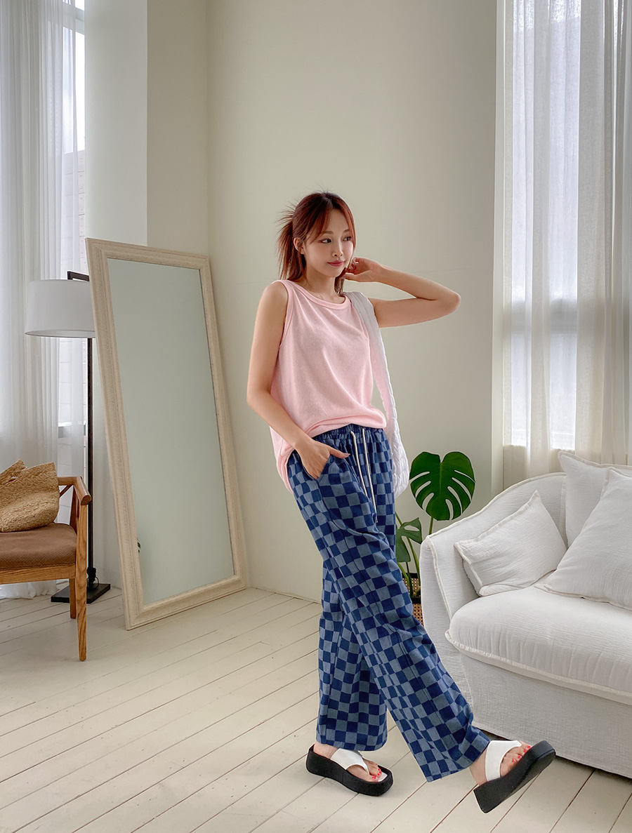 [EVELLET]Perunyl Checkerboard Waistband 牛仔色短褲